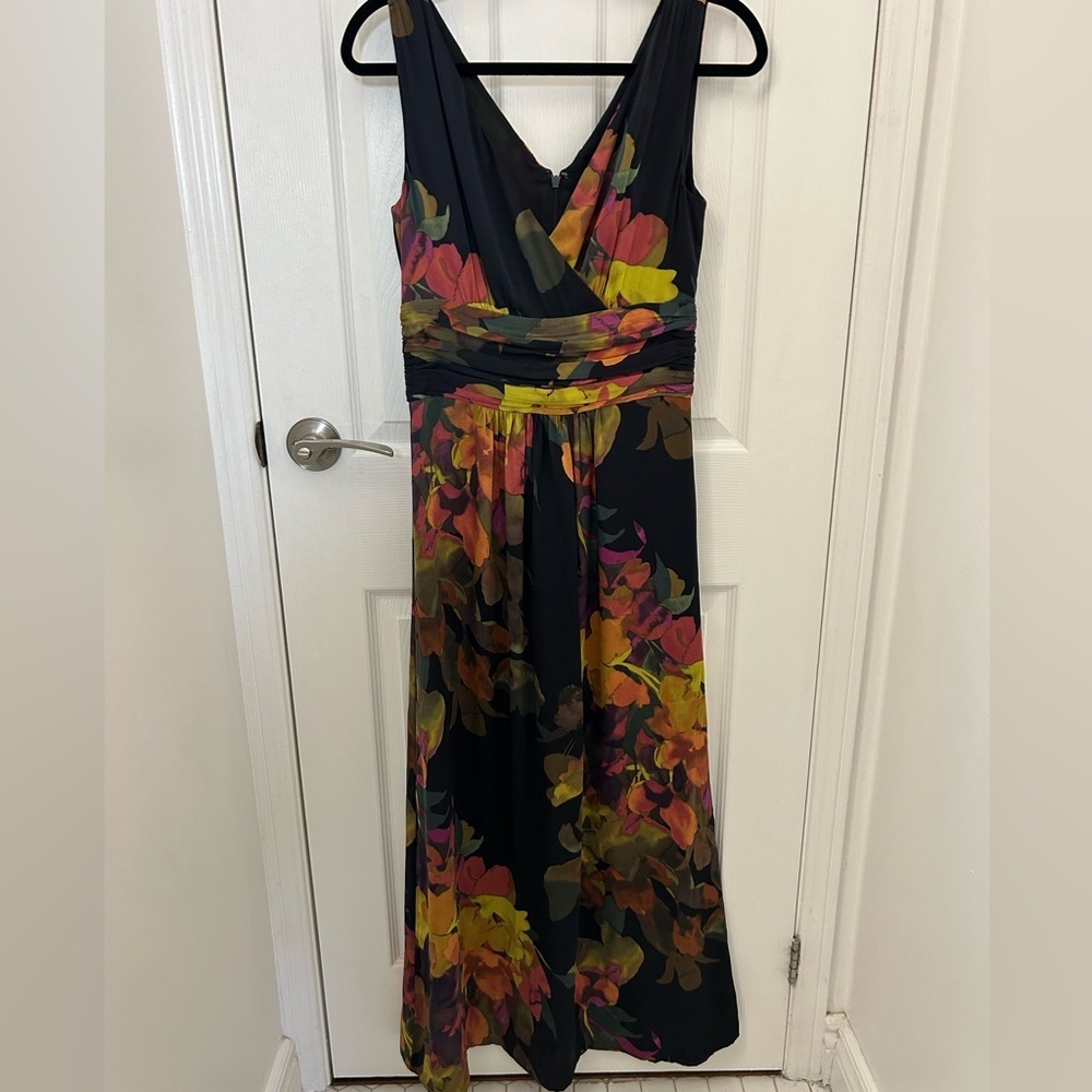 Banana Republic Black Maxi Dress with Pink, Yellow & Green Floral Print